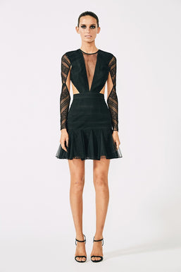 Moliere Long Sleeve Backless Mini Dress