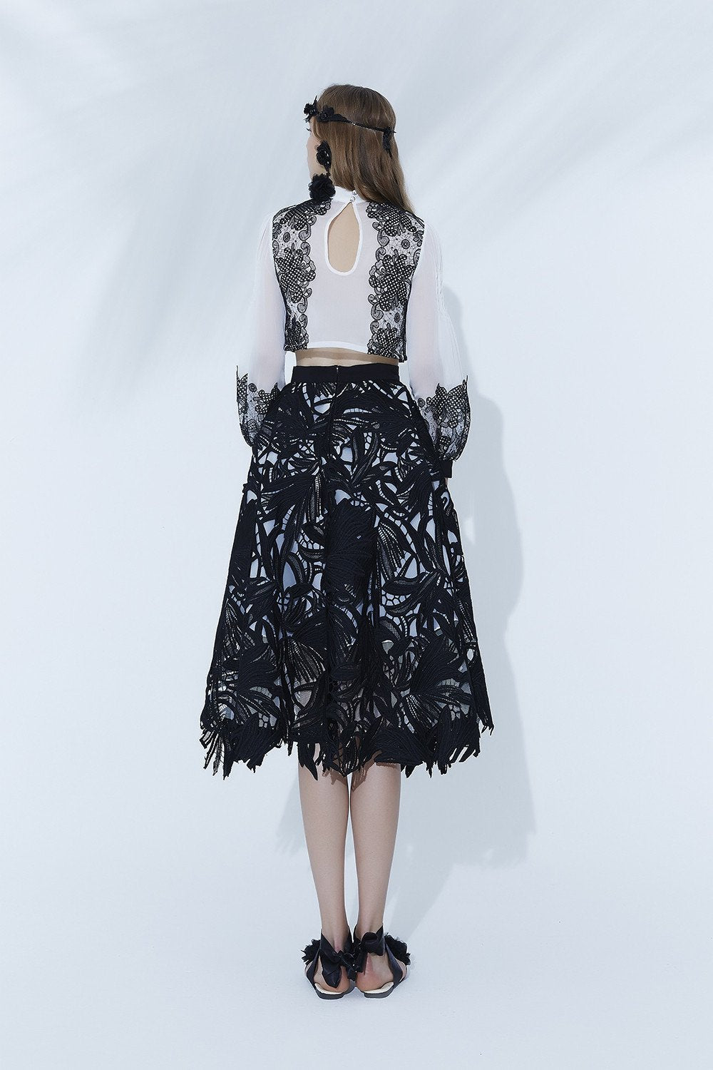 Divine Serpent Midi Skirt in Black Diamond