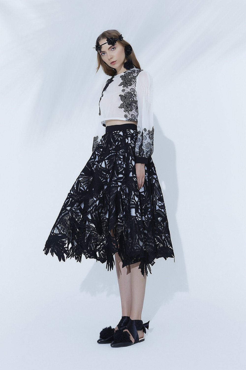 Divine Serpent Midi Skirt in Black Diamond