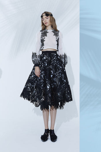 Divine Serpent Midi Skirt in Black Diamond