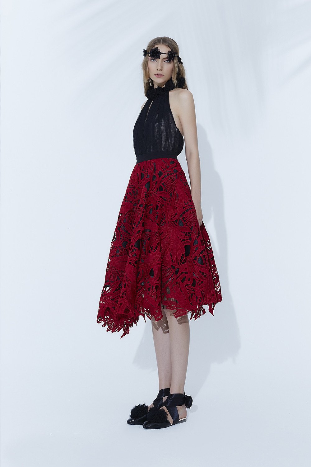 Divine Serpent Mini Skirt in Ruby Red