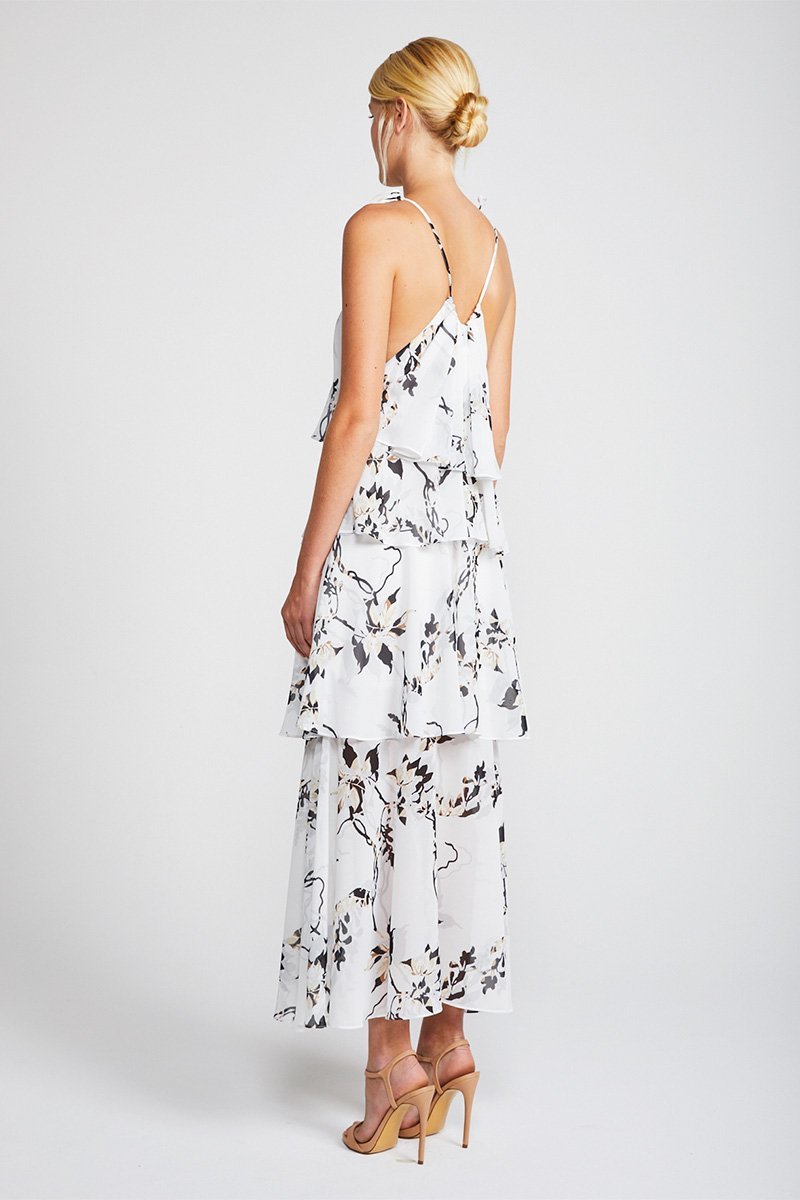APPARITION TIERED MIDI DRESS