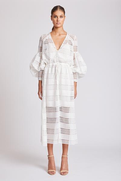 ARUBA BALLOON SLEEVE PEASANT DRESS - IVORY