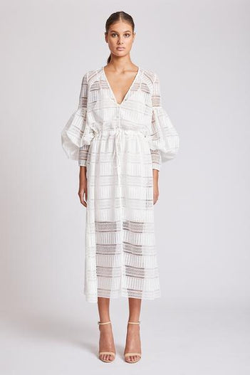 ARUBA BALLOON SLEEVE PEASANT DRESS - IVORY