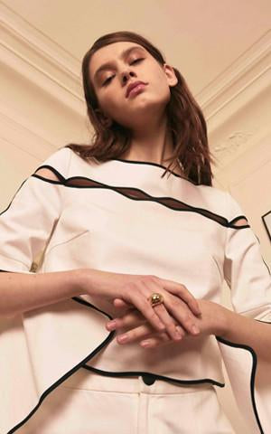 Bell Sleeve Denim Blouse (White)