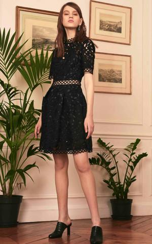 BOBBIN LACE DRESS IN BLACK