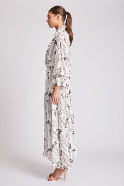 BONAIRE LACE UP DRAWSTRING MAXI DRESS - IVORY