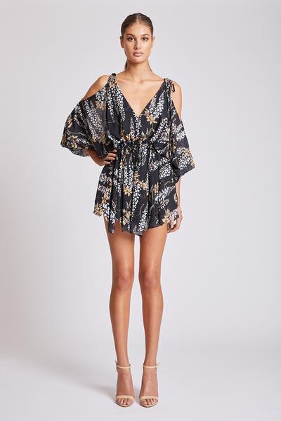 BONAIRE OPEN SHOULDER MINI DRESS - BLACK