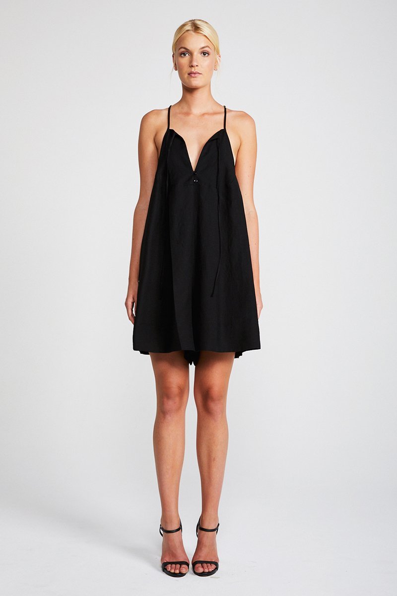 DAWN TRAPEZE MINI ROMPER - BLACK
