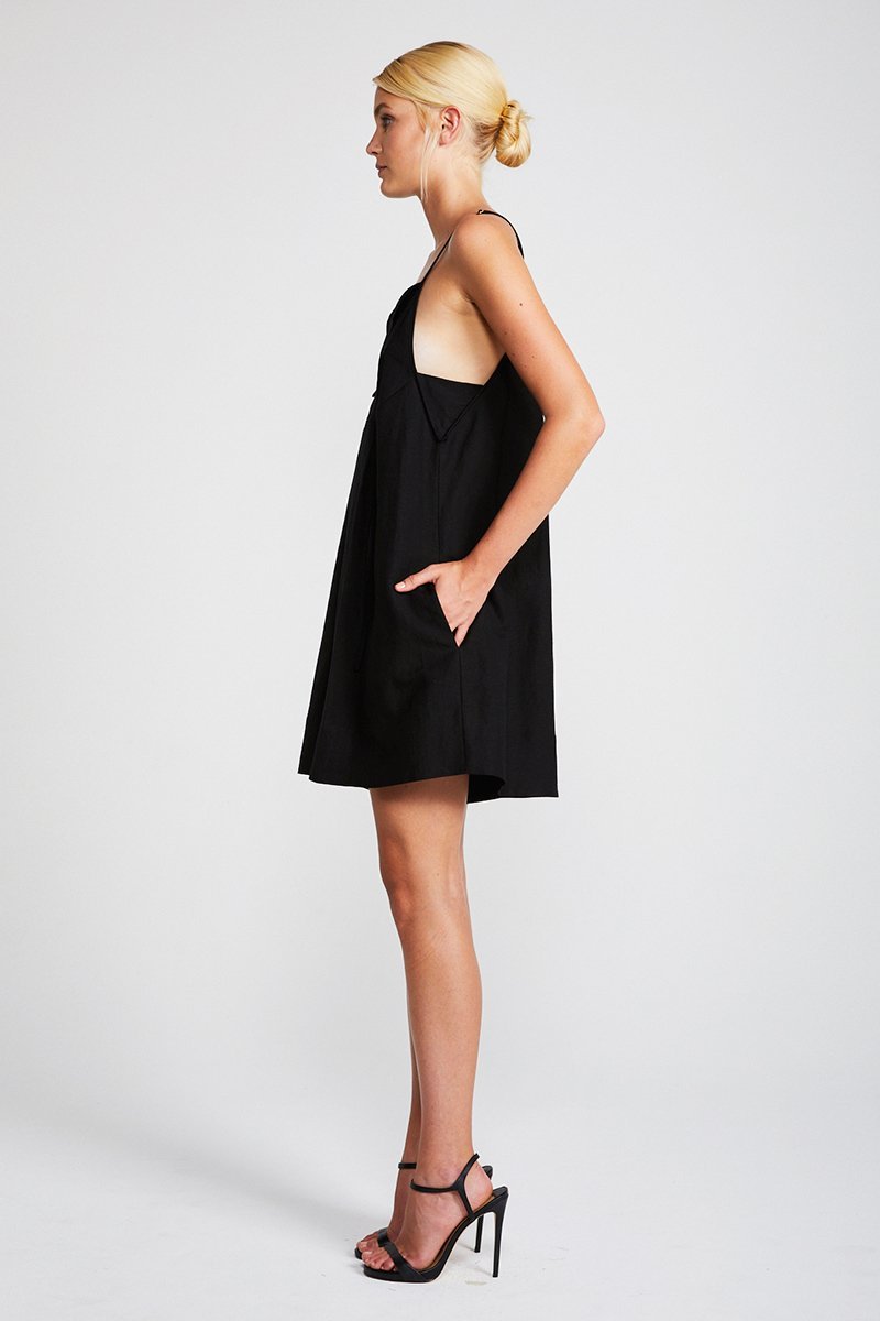 DAWN TRAPEZE MINI ROMPER - BLACK