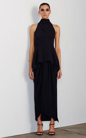 Delfine Draped Midi Skirt in Black