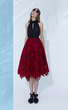 Divine Serpent Mini Skirt in Ruby Red