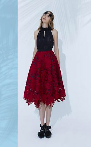 Divine Serpent Mini Skirt in Ruby Red