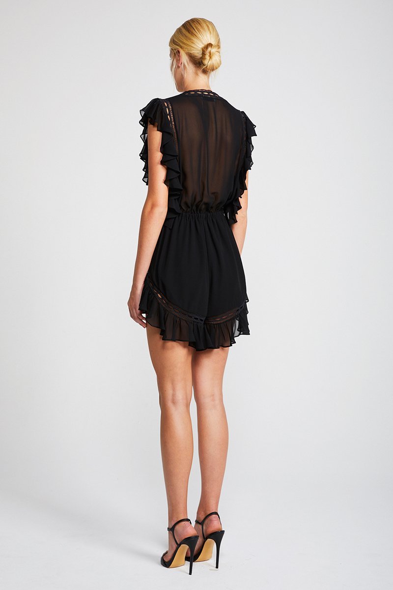 ECLIPSE DRAWSTRING PLAYSUIT - BLACK