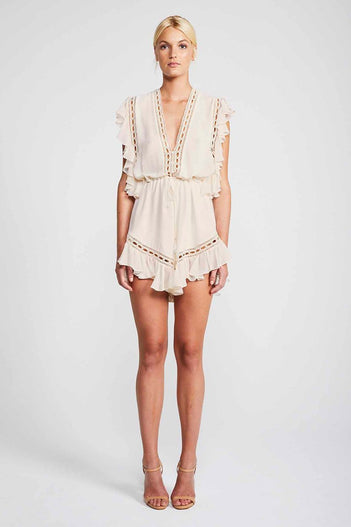 ECLIPSE DRAWSTRING PLAYSUIT - CREAM
