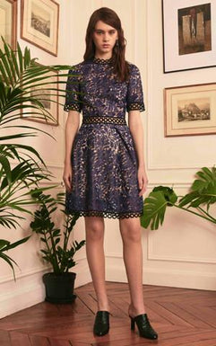 GUIPURE LACE DRESS IN TEAL BLUE