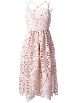 GUIPURE LACE CAMI DRESS (PINK)