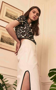 Lady Bug Bobbin Lace Boxy Top with Sea Wave Cut & Sew