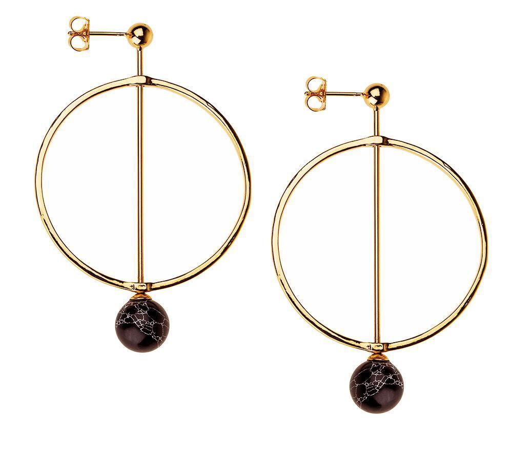 Linear Marble Hoop Earring