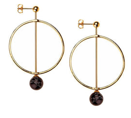 Linear Marble Hoop Earring
