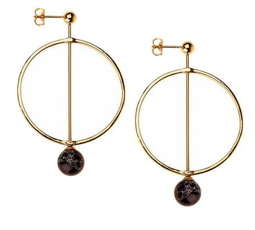 Linear Marble Hoop Earring