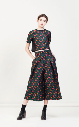 Boxy Top In Jacquard And Denim