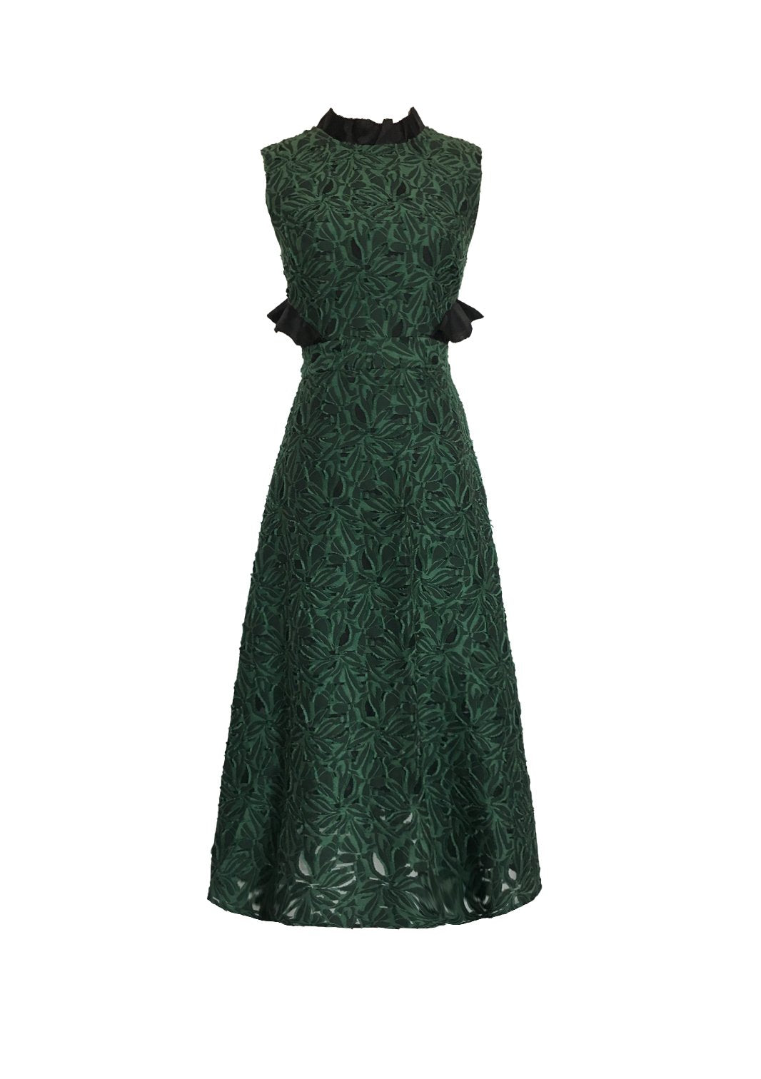 Open Back Peplum Dress (Forest Green)