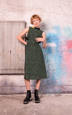 Open Back Peplum Dress (Forest Green)