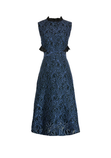 Open Back Peplum Dress (Steel Blue)