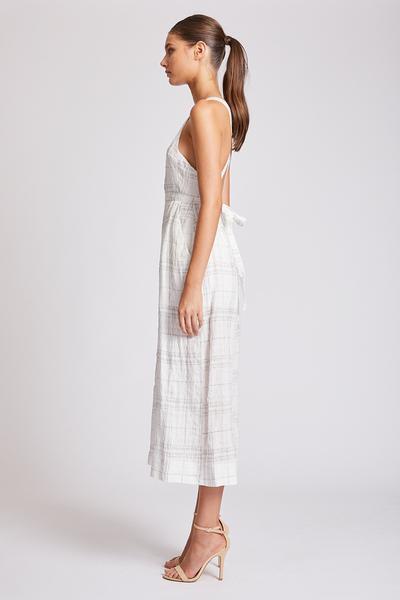 PLANTATION PINAFORE CROSS BACK JUMPSUIT