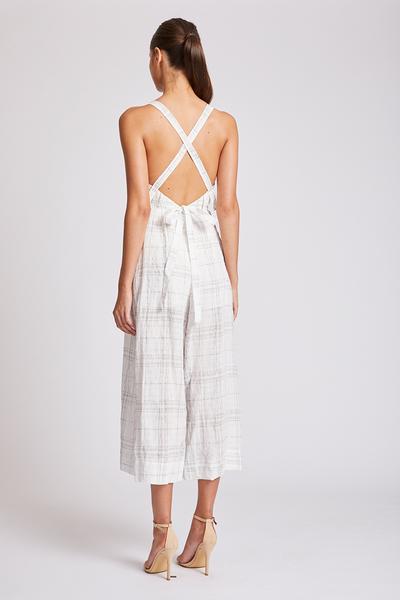 PLANTATION PINAFORE CROSS BACK JUMPSUIT