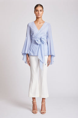 ST MARTIN FLARED SLEEVE WRAP TOP