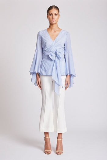 ST MARTIN FLARED SLEEVE WRAP TOP