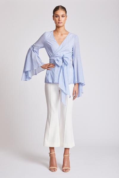 ST MARTIN FLARED SLEEVE WRAP TOP