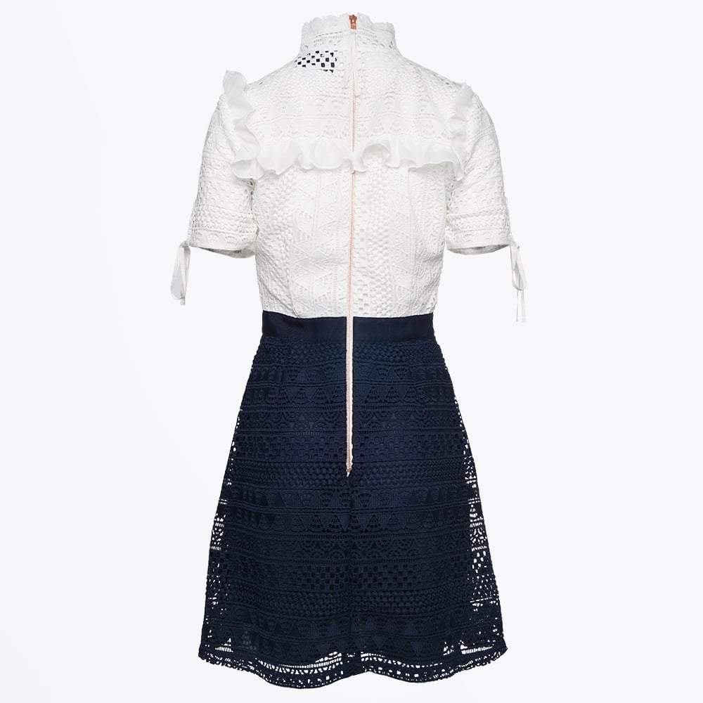 STRIPE LACE COLOUR BLOCK DRESS