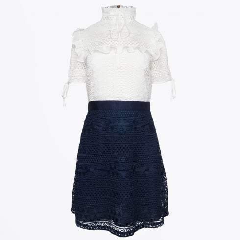 STRIPE LACE COLOUR BLOCK DRESS