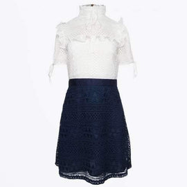 STRIPE LACE COLOUR BLOCK DRESS
