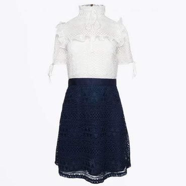 STRIPE LACE COLOUR BLOCK DRESS