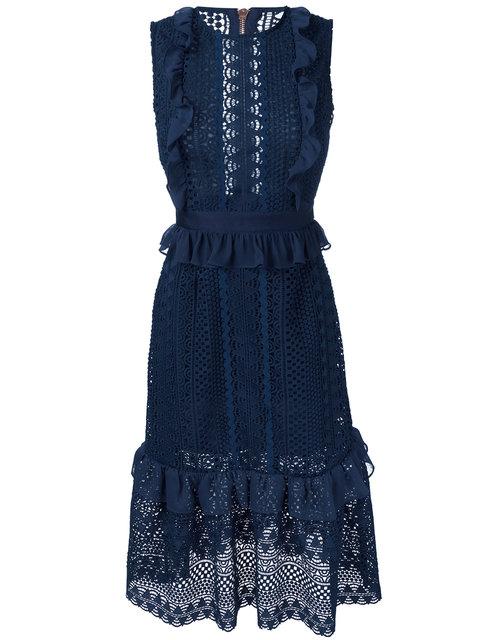 STRIPE LACE MIDI DRESS