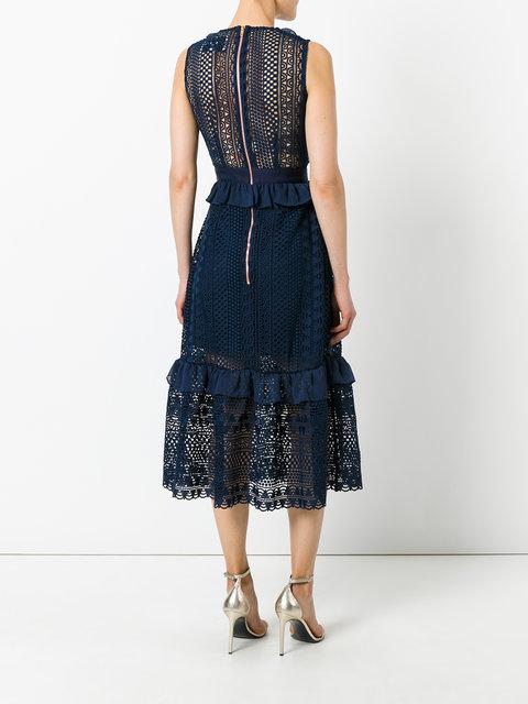 STRIPE LACE MIDI DRESS