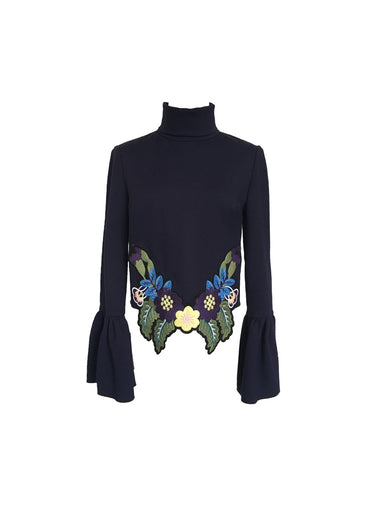 Turtle Neck Bell-sleeves Top