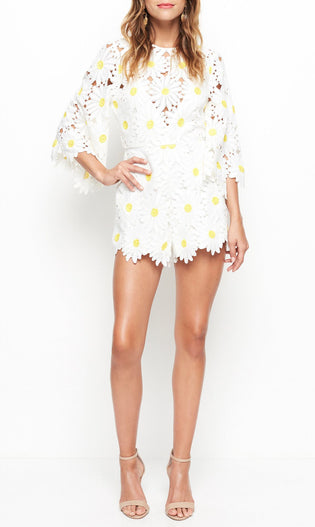 YOU CAN NEVER TELL PLAYSUIT WHITE DAISY