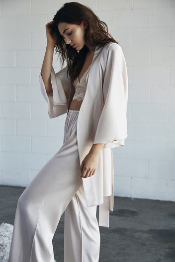 Story Teller Silk Pants in Shell